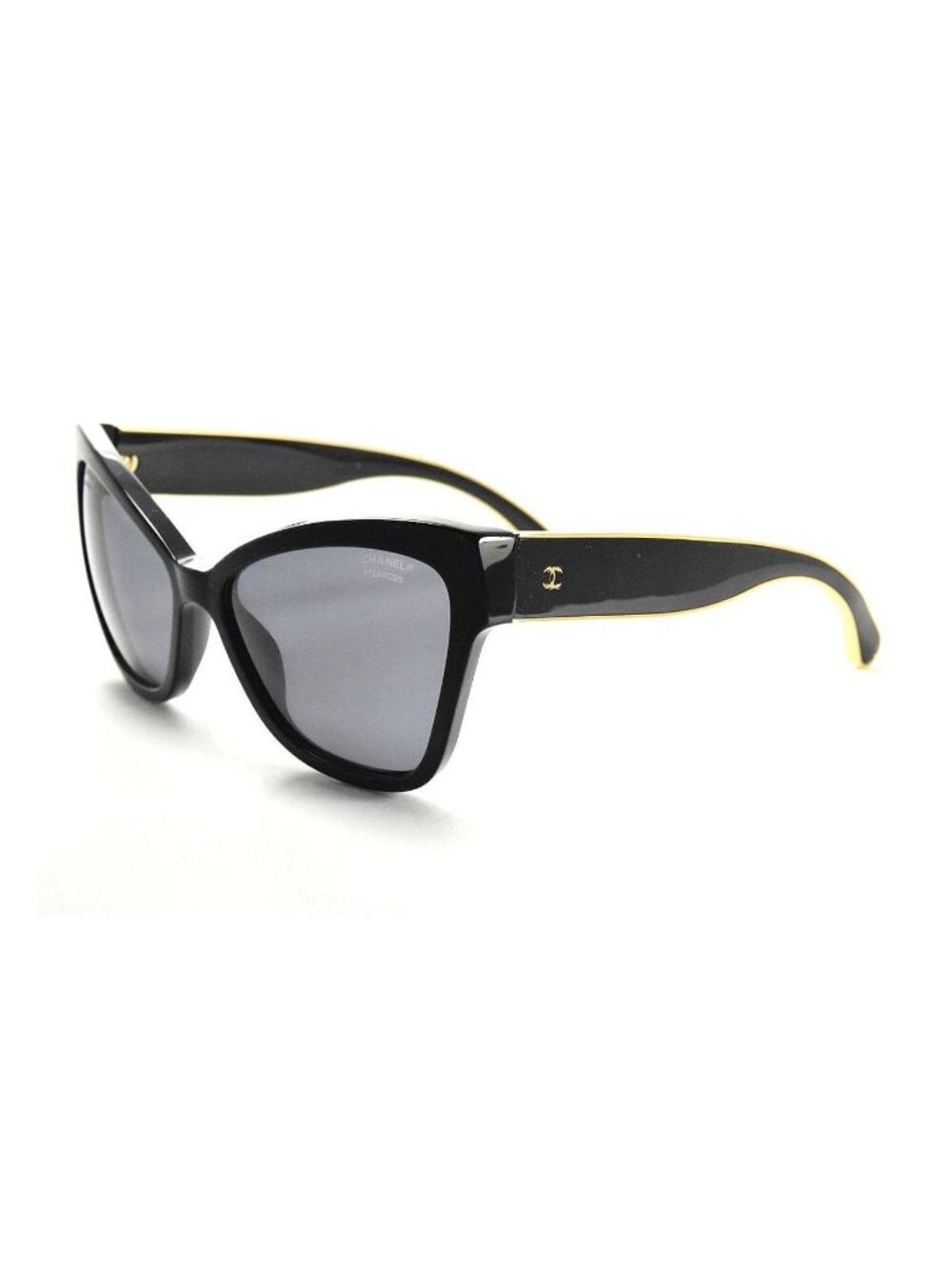 Chanel 5271 622/T8 Black & Gold / Gray Polarized Sunglasses